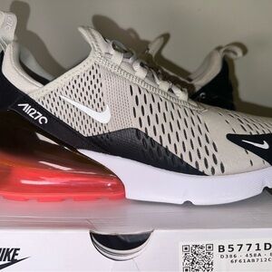 Men Nike Air Max 270 Shoes, Size 10, Light Bone / Hot Punch